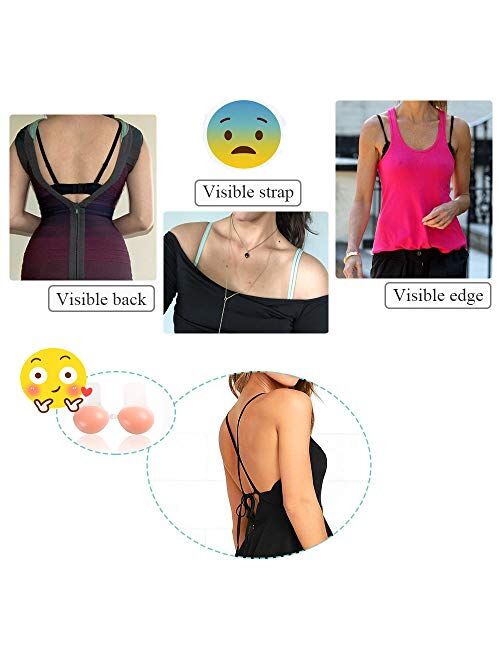 Lansa Cindy Silicone Strapless Bra, Self Adhesive Resuable Invisible Push up Bra for Woman