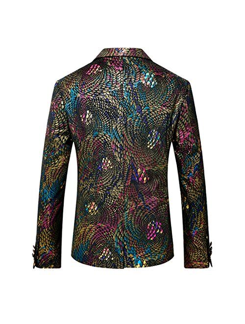 Mens Sports Coat Colorful Dinner Jacket Printed Blazer Show Prom