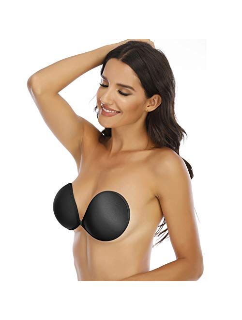 FOCUSSEXY Self Adhesive Silicone Bra Reusable Washable Invisible Bra Strapless Backless Sexy Push up Bra