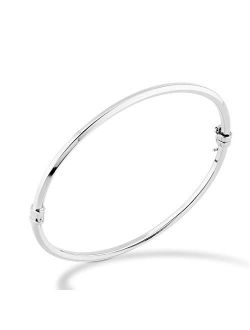 925 Sterling Silver Italian Oval Hinged Bangle Bracelet for Women Girls, 6.75 to 8 Inch, Made in Italy
