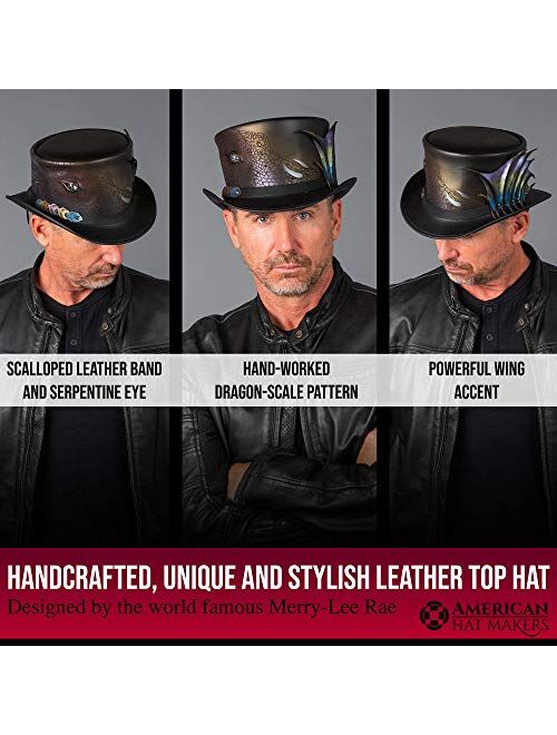 American Hat Makers Draco Dragon Top Hat - Laser Engraved Scale, Serpentine Eye