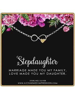 Stepdaughter Gifts for Girls Women • Stepdaughter bracelet • Sterling Silver Bracelet • Stepdaughter Gift from Mom Dad • Stepmom Stepdad • Infinite Love • Infinity Gold H