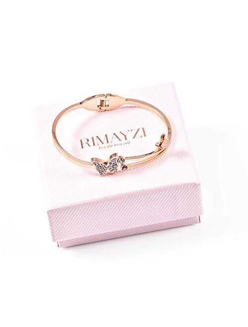 RIMAYZI Rose Gold Plated Bracelets for Women Teen Girls, Gold Bracelets, Birthday Jewelry Gifts for Women Mom Wife Girls Sister