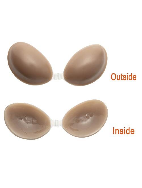 SLTY Self Adhesive Bra Strapless Backless Silicone Bra Reusable Invisible Push up Bra for Women with Nipple Covers