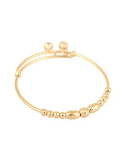 24k Gold Filled Adjustable Children's Bracelet Kids Bangle with 2 Bells Pendant(2pcs/lot)