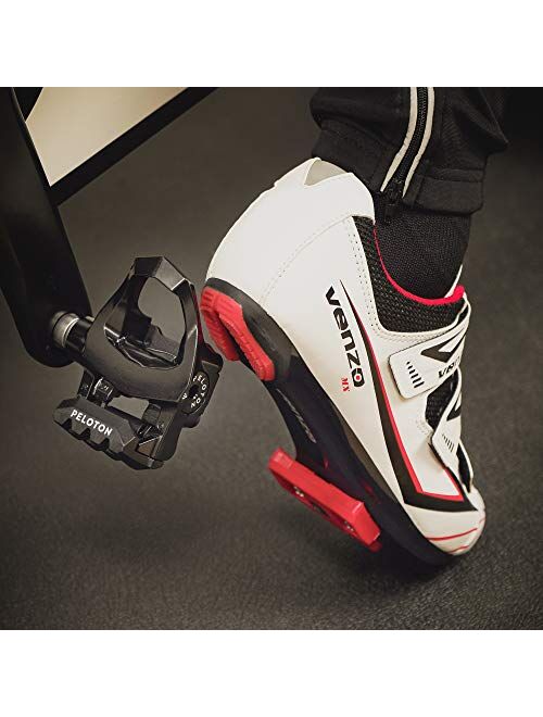 Venzo Bicycle Mens or Womens Road Cycling Riding Shoes 3 Straps Compatible with Peloton Shimano SPD & Look ARC Delta Perfect for Indoor Spin Road Racing Bikes 