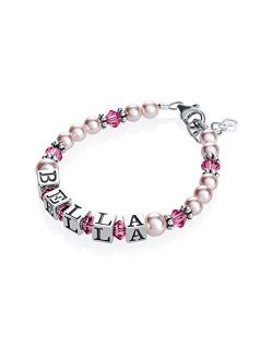 Personalized Name with Swarovski Crystal Handmade Keepsake Child Girl Bracelet (B120_L)