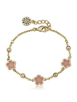 Girls Jewelry - 14k Gold-Plated Transparent Triple Flower Chain Bracelet - Hypoallergenic and Nickel Free for Sensitive Skin