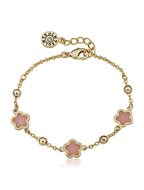 Little Miss Twin Stars Girls Jewelry - 14k Gold-Plated Transparent Triple Flower Chain Bracelet - Hypoallergenic and Nickel Free for Sensitive Skin