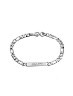 Personalized Silver Small Children's ID Bracelet 6 inches Custom Engraved Free - Ships from USA
