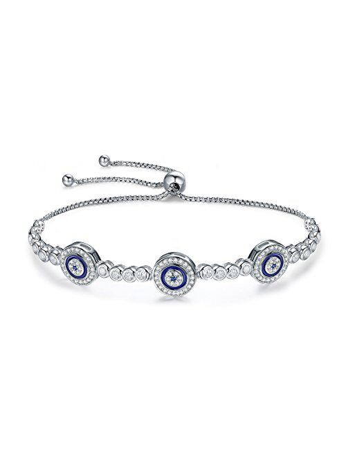WOSTU Mother's Day Bracelets for Women 925 Sterling Silver Cubic Zirconia Evil Eye Tennis Bracelets