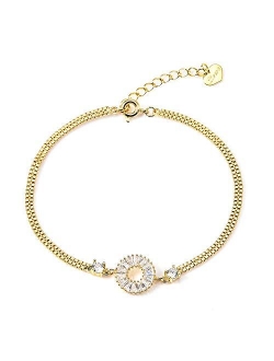 RIMAYZI 14K Gold Plated Mesh Link Chain Bracelet for Women/Girls, Gold Bracelets, Jewelry Gifts for Women Mom Wife Girls Sister