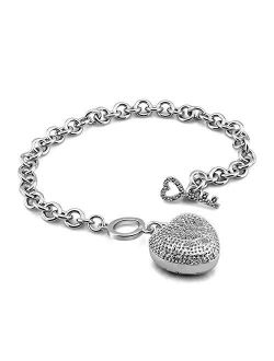 Dankadi Women's 925 Sterling Silver Bracelet Fine Jewelry Shining Heart Bracelet Solid Silver Accessories Birthday Party Gift