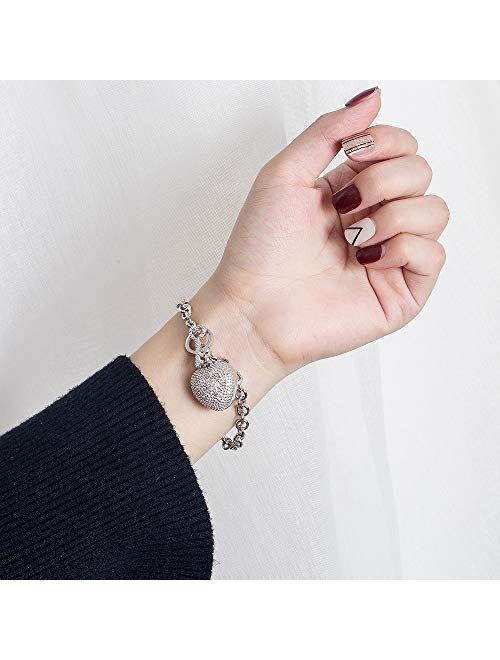 Dankadi Women's 925 Sterling Silver Bracelet Fine Jewelry Shining Heart Bracelet Solid Silver Accessories Birthday Party Gift