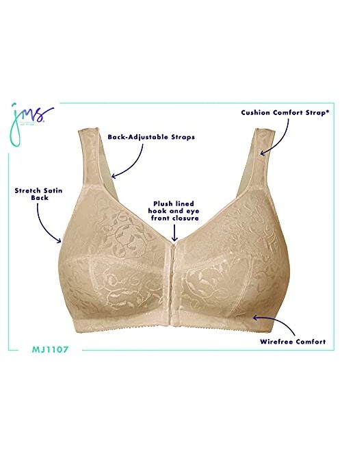 JUST MY SIZE Women's Easy On Front Close Wirefree Bra MJ1107