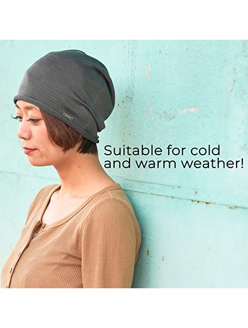 CHARM Slouchy Summer Silk Beanie Cap - Soft for Sensitive Skin