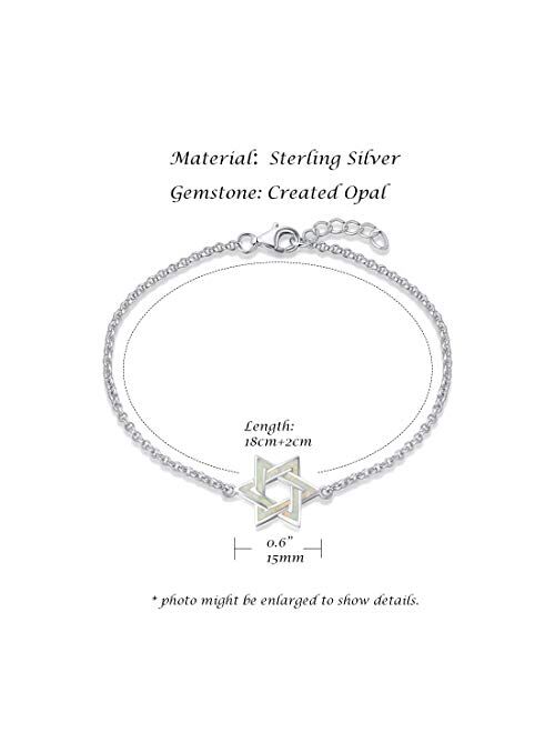 FANCIME Sterling Silver Created Fire Opal Star Necklace/Dangle Earrings/Bracelet Charm Danity October Birthstone Fine Jewelry for Women
