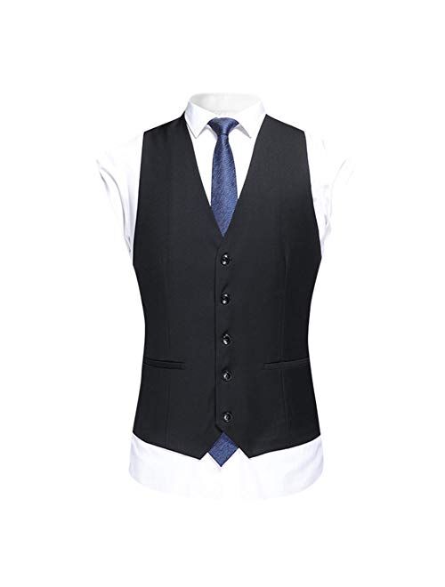 Mens 3 Piece Solid Suit Set Classic Fit Formal 2 Button Tux Dress Suits
