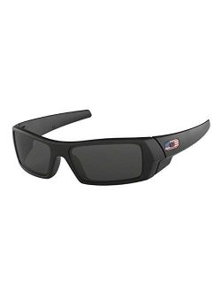 Gascan OO9014 Sunglasses for Men BUNDLE with Oakley Leash Kit   Designer iWear Mirror(Matte Black/Grey/USA Icon, 61)