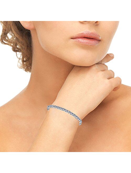 GemStar USA Sterling Silver 4mm Round-Cut Classic Bracelet Made with Swarovski Crystals