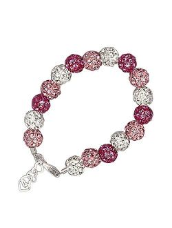 Crystal Dream Luxury Pink Sparkly Pave Beads Sterling Silver Stylish Baby Girl Bracelet Keepsake Gift (BMSH)