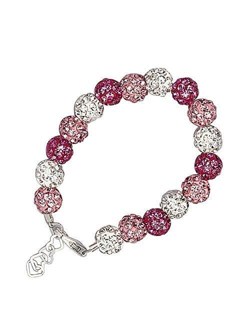 Crystal Dream Luxury Pink Sparkly Pave Beads Sterling Silver Stylish Baby Girl Bracelet Keepsake Gift (BMSH)