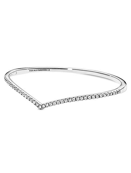 Pandora Jewelry Sparkling Wishbone Bangle Cubic Zirconia Bracelet in Sterling Silver