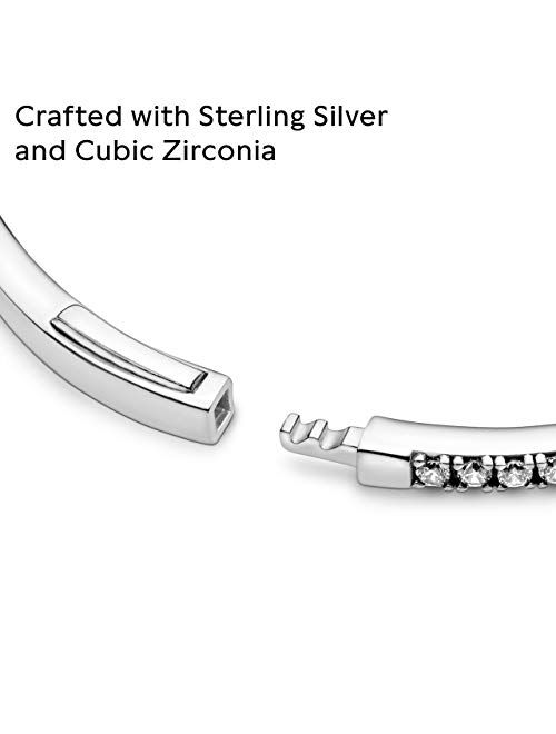 Pandora Jewelry Sparkling Wishbone Bangle Cubic Zirconia Bracelet in Sterling Silver