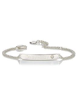 Molly B London Sterling Silver Girl's Personalized October Opal Birthstone Identity Bracelet - Perfect Luxury Birthday Gift for Children & Teens