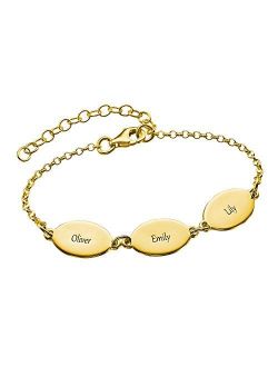 MyNameNecklace Personalized Oval Mom Bracelet with Names - Custom Multiple Charm Jewelry - Gift for Women Wife Girlfriend Bridesmaid