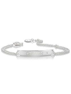 Molly B London Sterling Silver Personalized First Diamond Identity Girl's Bracelet - Luxury Birthday Gift for Girls