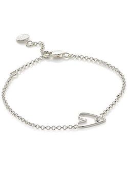 Molly B London Sterling Silver & 1pt Diamond Love Heart Bracelet - Flower Girl Jewelry & Teen Birthday Gift