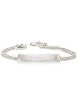 Molly B London Sterling Silver Personalized First Pearl Name Bracelet for Girls - Luxury Children's Jewelry Ideal Birthday Gift
