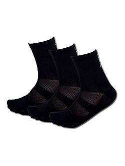 Tommaso Cycling and Spinning Socks Moisture Wicking 3 Pack, Black, White, High, Low Cut