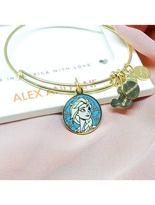 Alex and ANI Disney Parks Anna and Elsa Sister's Love - Double Sided Charm Bangle - Charm Bracelet Jewelry Gift (Gold Finish)