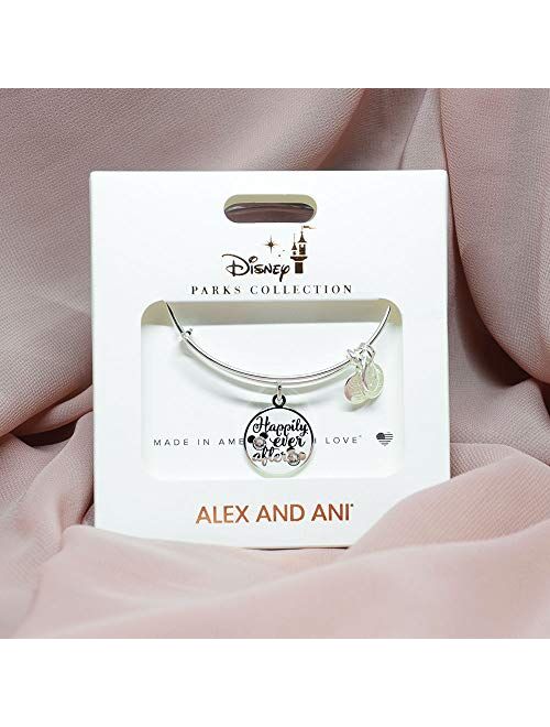 Alex and ANI Disney Parks Disney Princess Happily Ever After Bangle - Inspirational Quote - Charm Bracelet Jewelry Gift (Silver Finish)