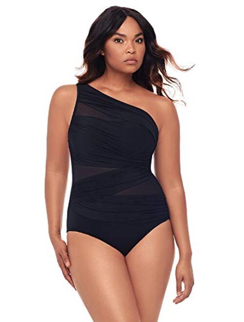 Miraclesuit Women's Slimming Swimwear JENA One Shoulder Tummy Control One Piece Swimsuit Bathing Suit