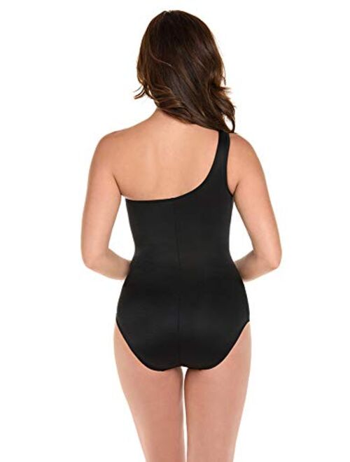 Miraclesuit Women's Slimming Swimwear JENA One Shoulder Tummy Control One Piece Swimsuit Bathing Suit