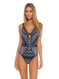 Becca by Rebecca Virtue Women's Reveal Show & Tell Plunge One Piece Swimsuit