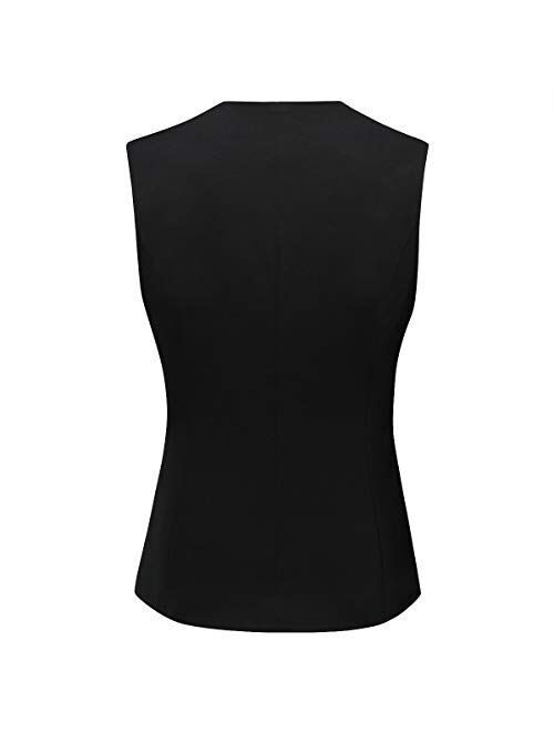 YUNCLOS Women's 2 Piece Vest Set V-Neck Skinny Waistcoat and Suit Pants