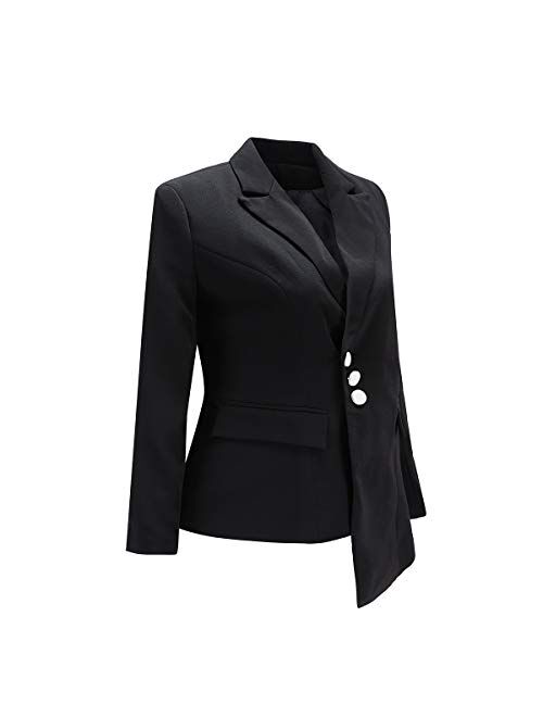 Women's Slim Fit Three Button Suit Jacket and Dress Pants Business 2 Piece Suit Set