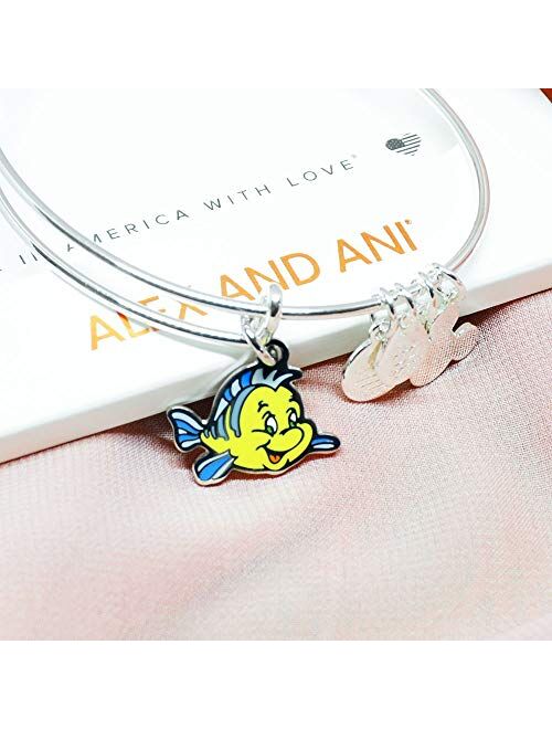 Alex and ANI Disney Parks Under The Sea Flounder Fish Bangle - Best Friend of Ariel The Little Mermaid - Charm Bracelet Jewelry Gift (Silver Finish)
