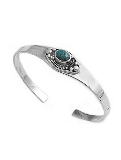 Glitzs Jewels 925 Sterling Silver Bangle Bracelet (Blue/Green) | Jewelry for Women and Girls