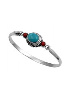 Glitzs Jewels 925 Sterling Silver Bangle Bracelet (Blue/Green & Red/Brown) | Jewelry for Women and Girls