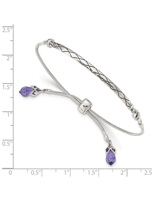 White Sterling Silver bracelet Adjustable & Stretch Wrap Crystals by Swarovski Purple 9 in 3 mm