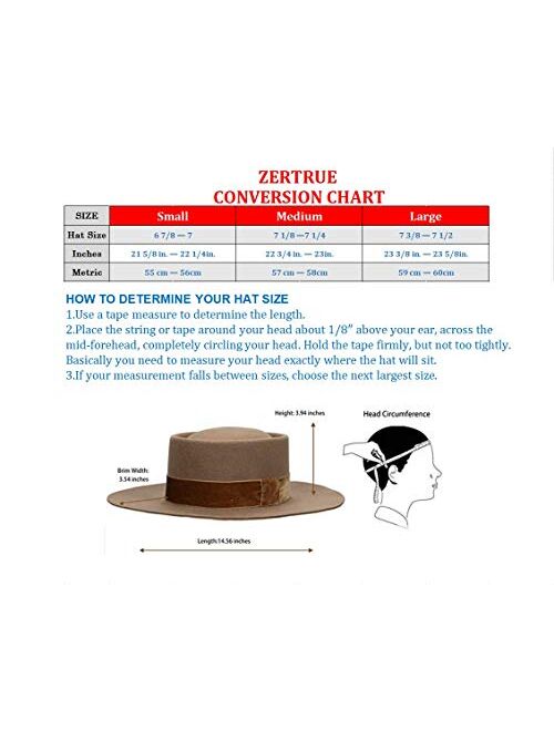 Wool Felt  Flat Top/Pork Pie Style Wide Brim Adjustable Vintage Classic Sombrero Cordobes Hat