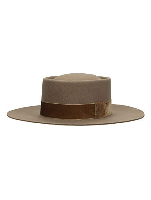 Wool Felt  Flat Top/Pork Pie Style Wide Brim Adjustable Vintage Classic Sombrero Cordobes Hat