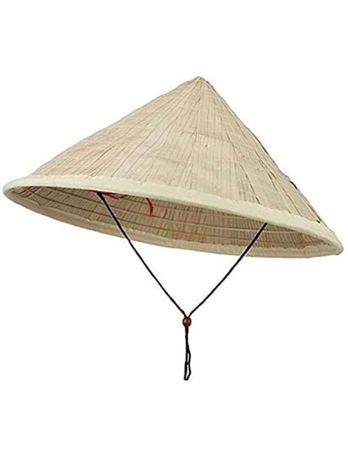 SUNNYHILL Pack of 2 Fish Hat Asian Vietnamese Large Straw Palm Leaf Sun Rice Farmer Hat Yellow
