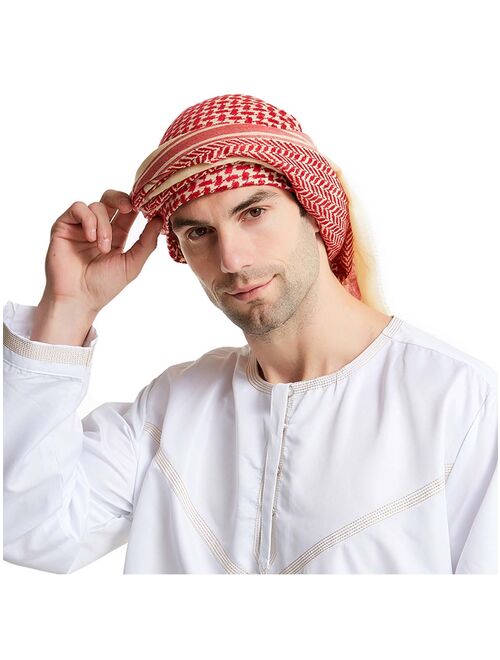 Men Muslim Hijab Scarf Turban Islamic Keffiyeh Arab Headwrap Head Wear Hat Caps