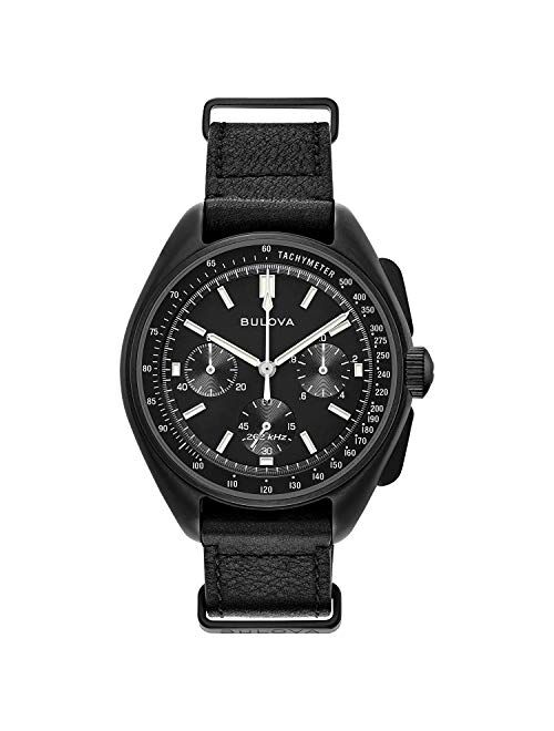 Bulova Archive Series Lunar Pilot Moon Chronograph Stainless Steel with Leather Strap Men's Watch (Model: 98A186)